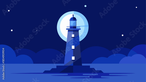 Lighthouse illuminating night sky