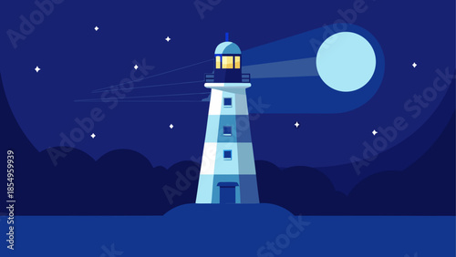 Lighthouse shining in the night
