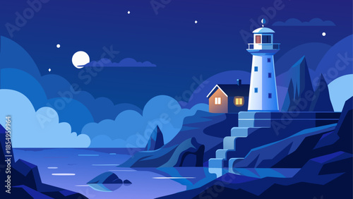 Serene night at the lighthouse