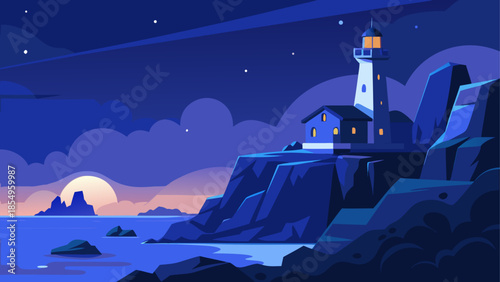 Serene night at the lighthouse