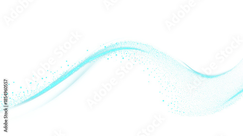 Billede på lærred Soft turquoise glowing wave light line with particles isolated on transparent ba