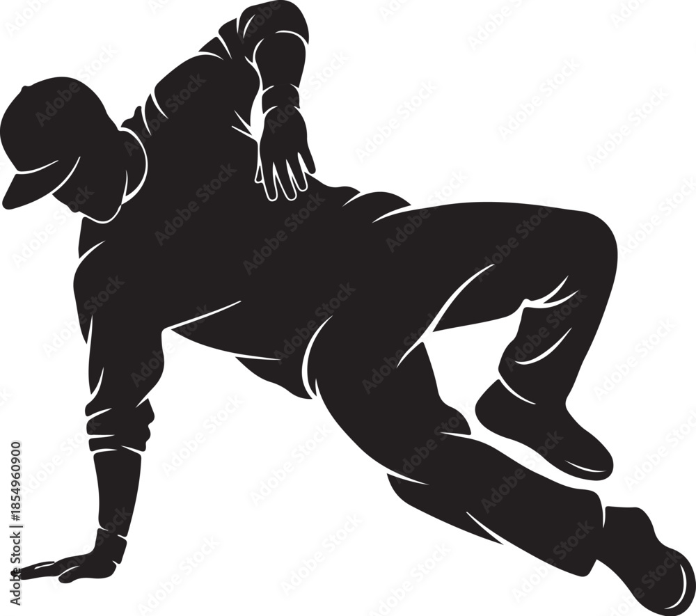 Fototapeta premium Dynamic Jumping Man Silhouette – Action Pose Black Vector Illustration