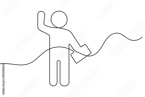 User person icon continuous one line drawing minimalist isolated outline vector illustration