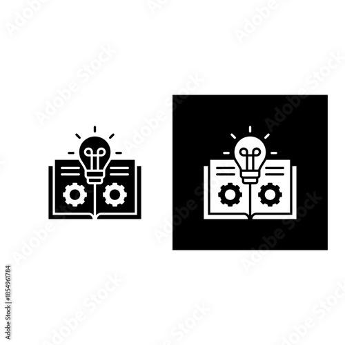 Knowledge Management icon black and white filled.