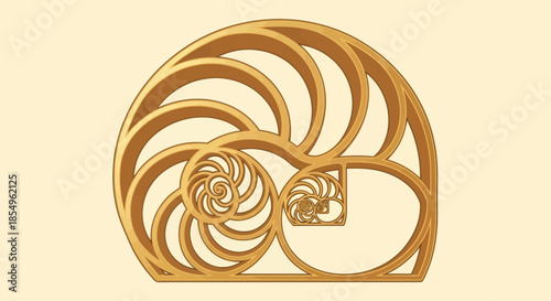 Golden Spiral Nautilus Shell Fibonacci Sequence Abstract Geometric Pattern