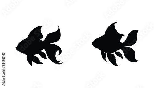 Black silhouettes of two crabs crustaceans on a white background