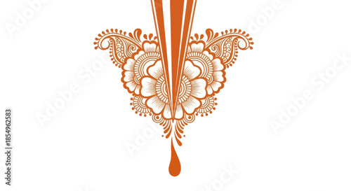 Henna Paste Cone with Intricate Floral Mehndi Design and Droplet