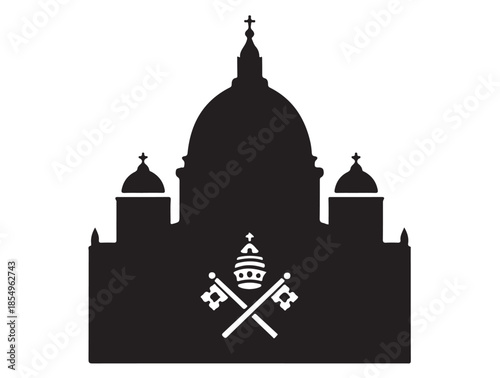  Basilica Church with special honor granted by the Pope Icon on White Silhouette white background.