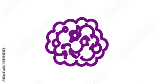Purple Brain Icon - Abstract Mind Concept, Idea Generation, Thinking Symbol
