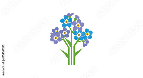 Forget-Me-Not Flowers Vector Illustration - Blue and Purple Blossoms