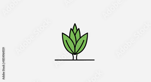 Green sprout growing from ground, simplified icon, concept of growth and new beginnings