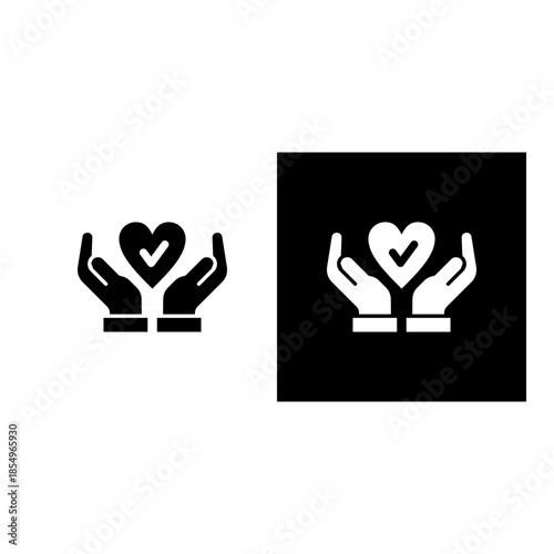 Acceptance icon black and white filled.