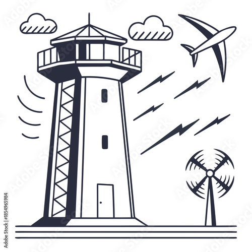 lighthouse silhouette vector illustration