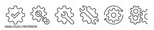 Setting and Repair thin line icon set. Web minimal editable stroke icons