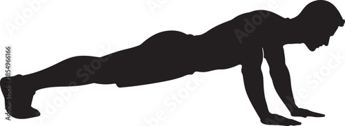 Fitness Silhouette Push Up Exercise Vector
