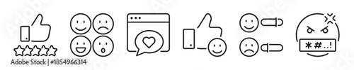 Feedback thin line icon set. Web minimal editable stroke icons