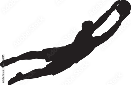 Goalkeeper Silhouette Diving Save Action Vector