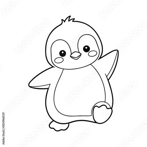 Cute penguin holding a fish Vector, illustration