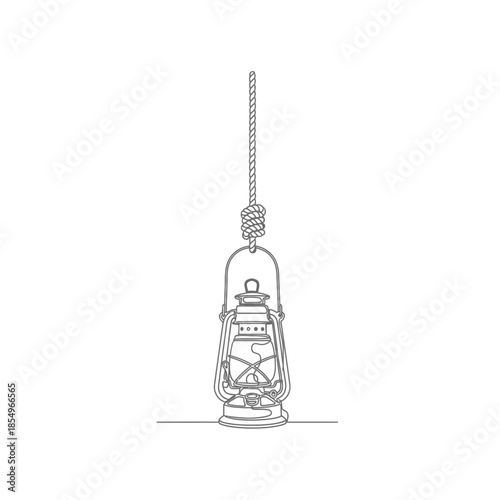 Minimalist line drawing of a vintage oil lamp with a tall wick