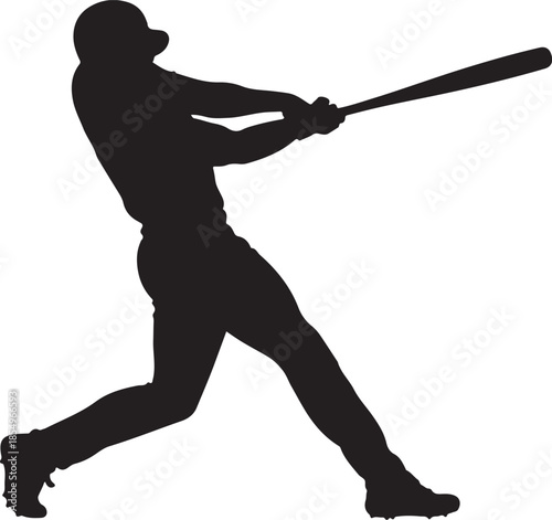 Baseball Batter Silhouette Swinging Bat Power Action