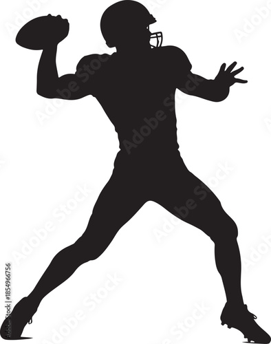 American Football Quarterback Silhouette Throwing Pass Vector