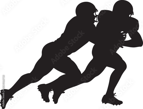 American Football Player Silhouette Tackling Action Vector
