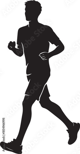 Jogging Silhouette Relaxed Running Pace Vector
