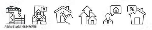 Real Estate thin line icon set. Web minimal editable stroke icons