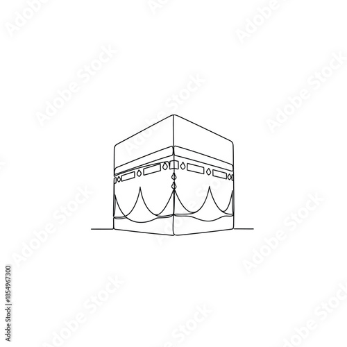 Simple black and white sketch of the kaaba in mecca