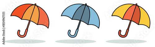 Umbrella Vector, Flat Design Isolated on White Background.