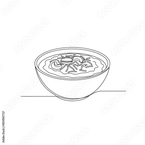 Simple line drawing of a bowl of soup