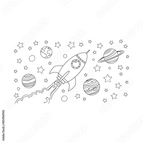 Illustrated space adventure Vector, illustration