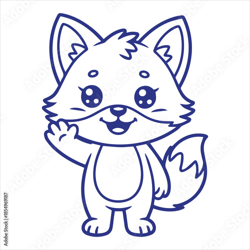 Cute Fox Character Waving