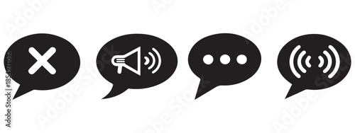 Speech Bubble Icons: Chat, Typing, Mute & Broadcast .