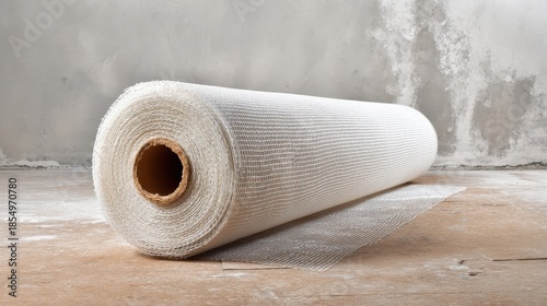Roll Fiberglass Mesh Unrolled Plastered Wall Construction Repair Photography