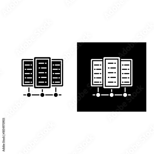 Data Center icon black and white filled.
