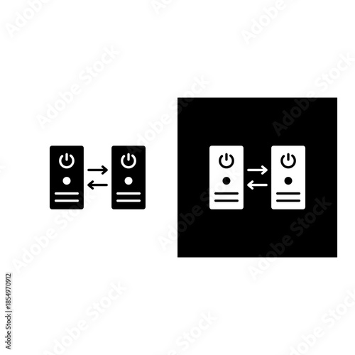 Peer To Peer icon black and white filled.