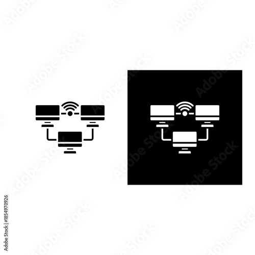 Local Area Network icon black and white filled.