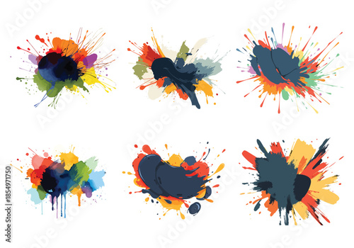 Abstract Colorful Paint Splashes Set Vector Illustration