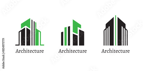 Minimalist Green And Black Colour Real Estate Architecture Logo