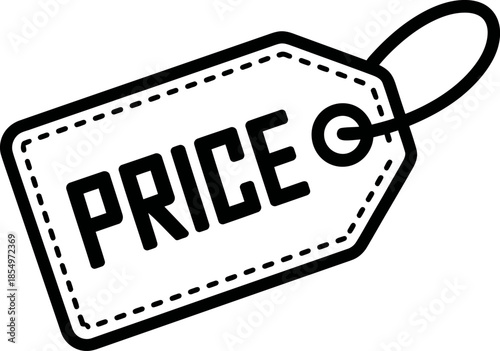 Price Tag Icon with Black Outline on White Background