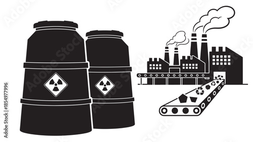Industrial pollution and radioactive waste a concerning depiction of environmental hazards