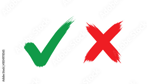 Checkmark and cross symbols for approval and rejection
