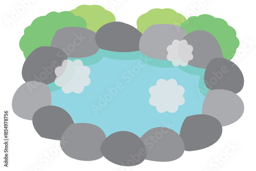 温泉　露天風呂　イラスト
