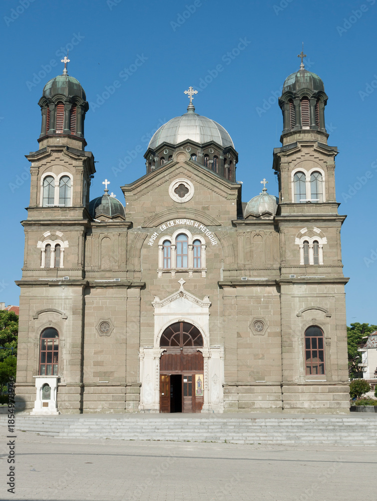 Fototapeta premium Orthodox cathedral of Saints Kirill and Methodius, main cathedral of the city, Burgas, Bulgaria.