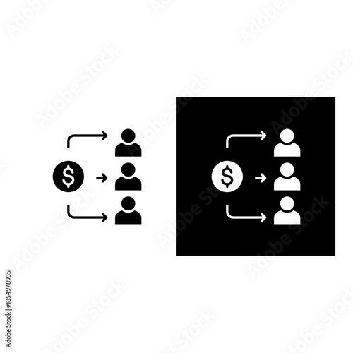 Crowdfunding icon black and white filled.