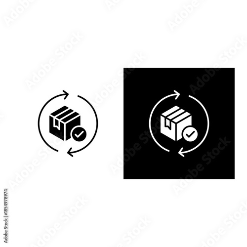 Restock icon black and white filled.