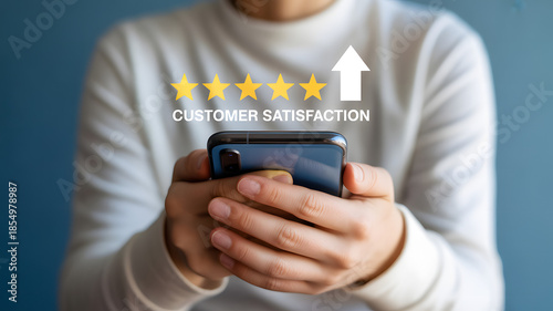 Customer satisfaction rating increases on mobile device screen