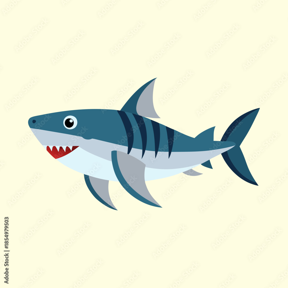 Naklejka premium vector illustration of a tiger shark