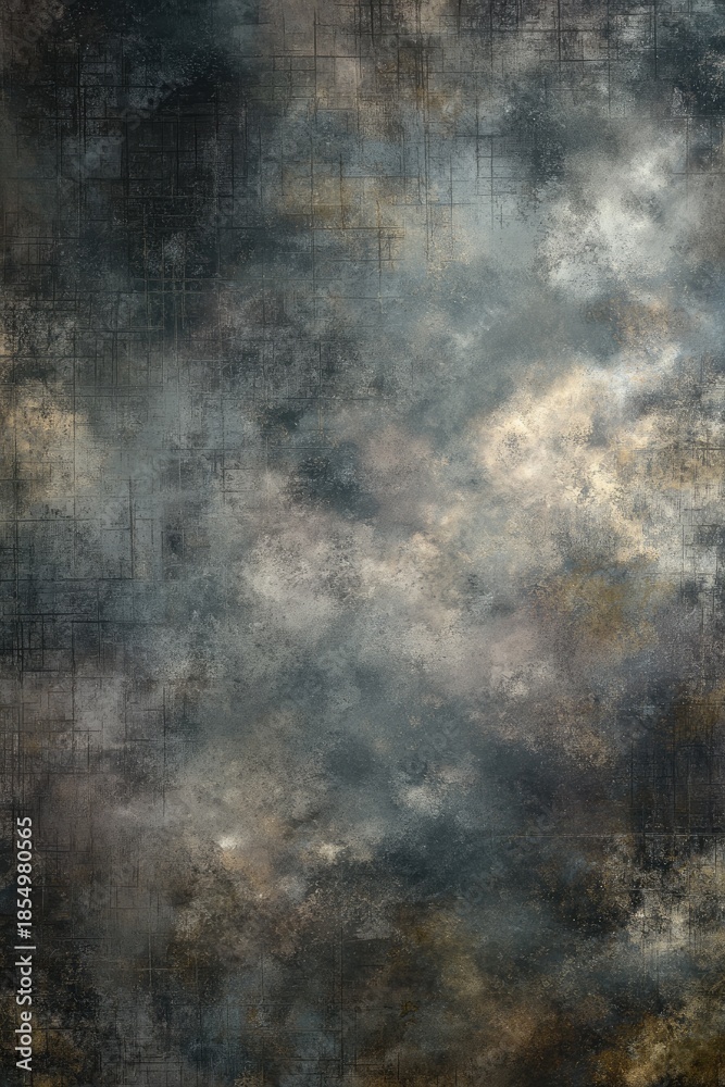Obraz premium Abstract, textured art with moody, cloudy, and dark tones